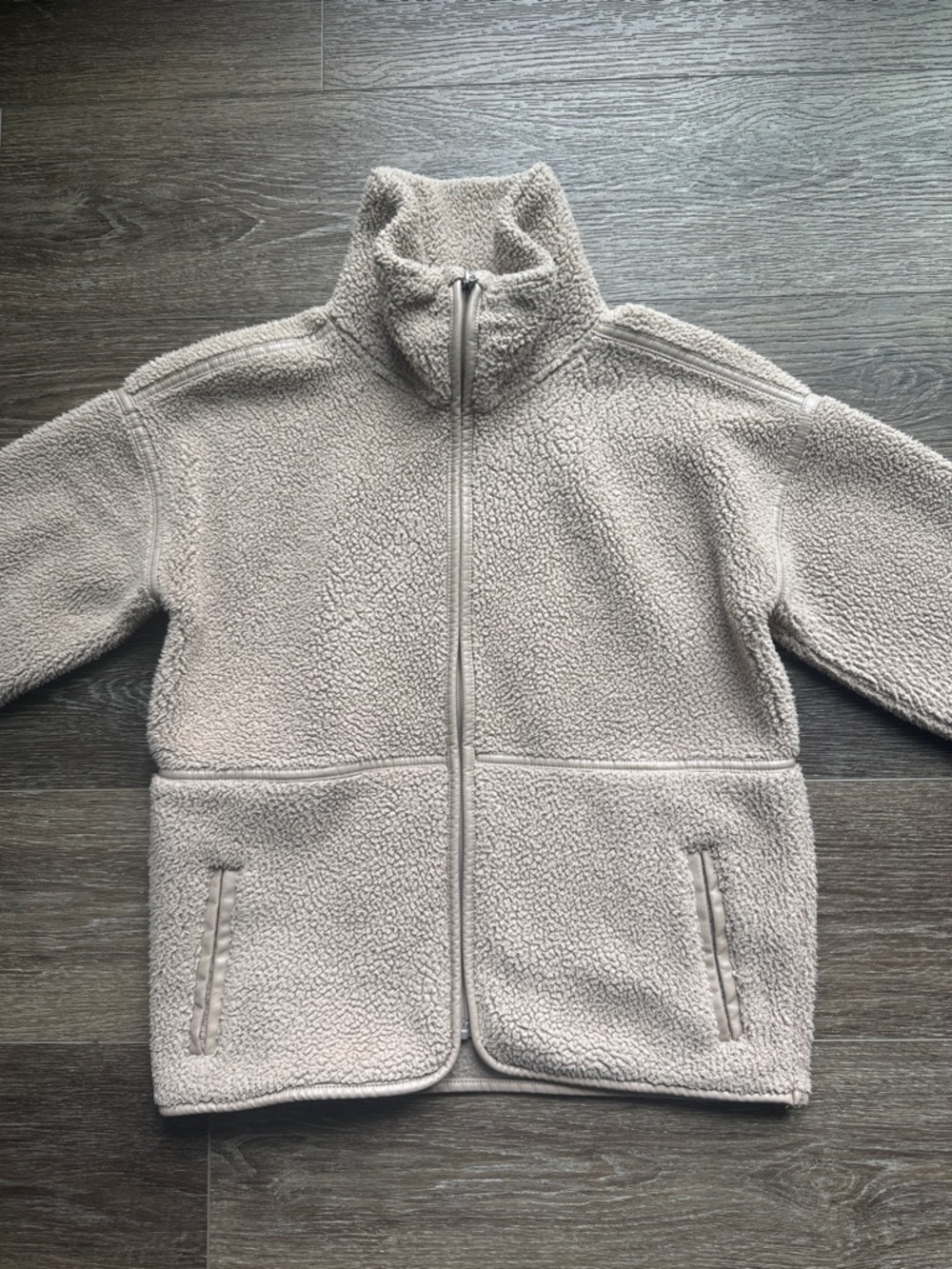 abercrombie kids Taupe Sherpa Puffer Jacket